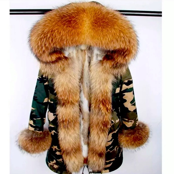 Fox/rabbit fur Camouflage parka